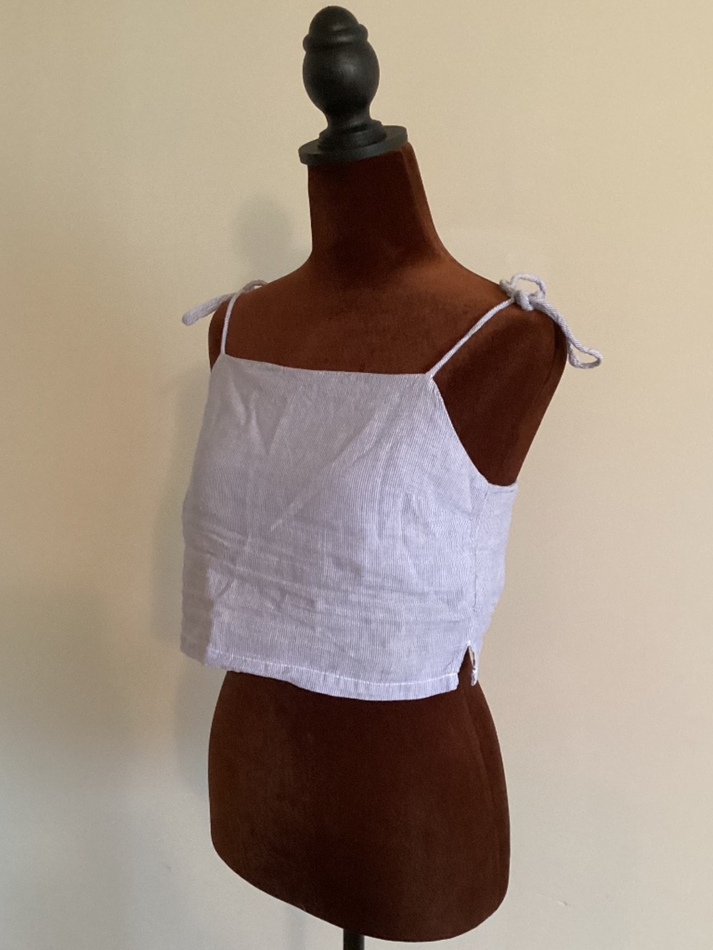 Brandy Melville pinstripe tie sleeve with key hole back and cutout slit side